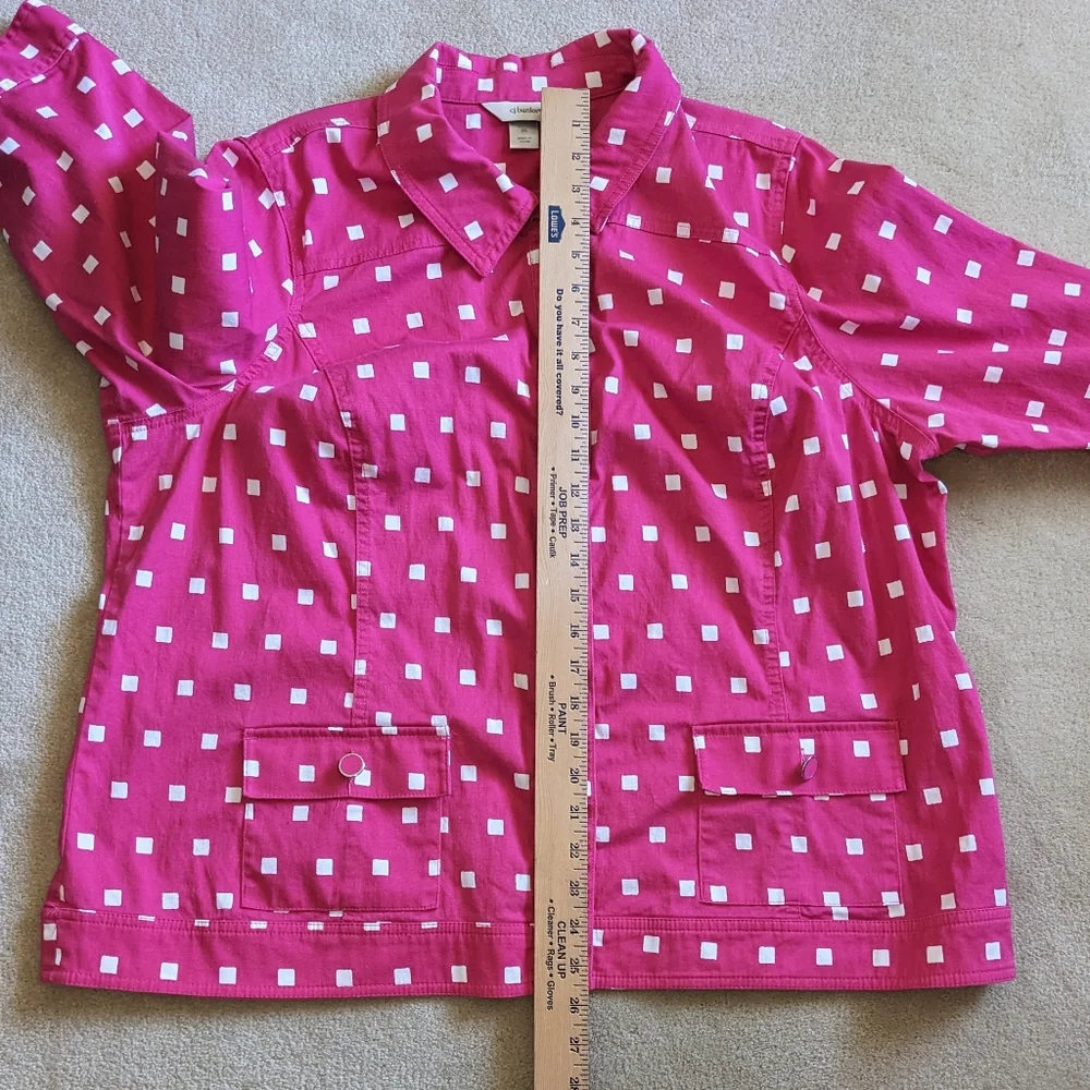 Women's CJ Banks Barbiecore Pink Light-weight Cotton‎ Jacket, Summer Sz 2X